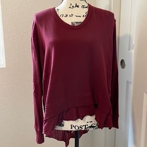 Dark red layered, high low sweatshirt by Wilt